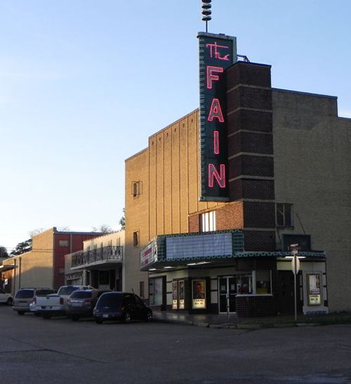Livingston Tx - Fain Theatre with neon sign 