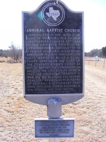 Admiral Baptist Church Texas Historical Marker