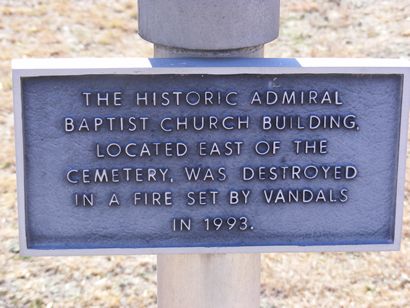 Admiral Baptist Church plaque Texas 