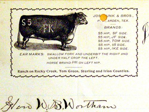 Cattle - Joseph Funk & Bros Ranch letterhead , Arden Texas