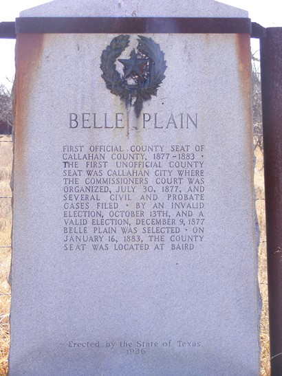 Belle Plain, Texas Centennial Marker