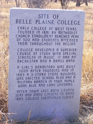 Belle Plain TX - "Site of Belle Plaine College" Marker , Belle Plain Texas