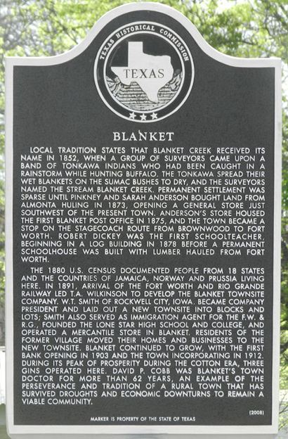 Blanket TX - Historical marker