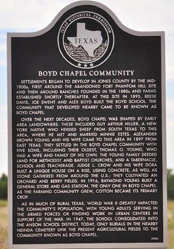 Jones County - Boyd Chapel Community Texas Historical Marker