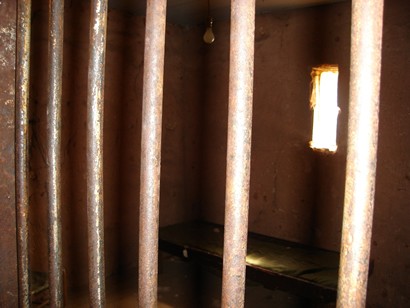 Jail cell in first Taylor county courthouse, Buffalo Gap, Texas