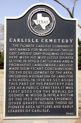 TX - Carlisle Cemetery Historical Marker