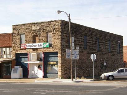 Crowell Texas rock building, grocery and hardward