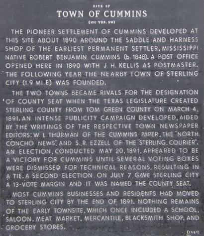 Cummins Tx - Cummins Town Site Historical Marker