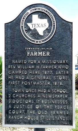 Farmer TX townsite historical marker
