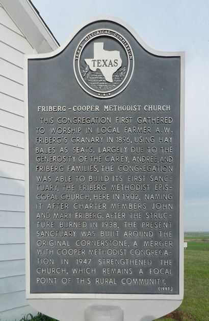 TX - Friberg-Cooper Methodist Church historical marker