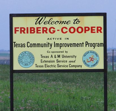 TX - Friberg- Cooper road sign