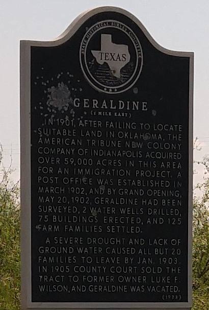 Geraldine TX Historical Marker