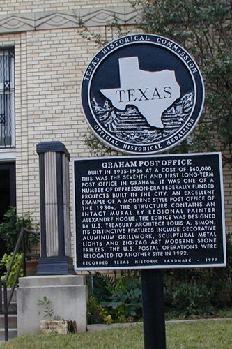Graham, Texas Post Office historical marker