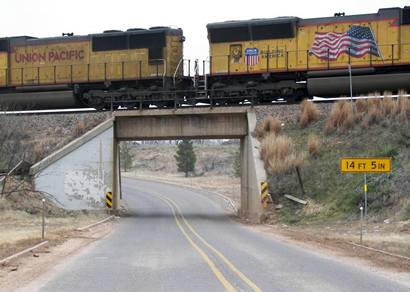 Loraine Texas  underpass and train Union Pacific 