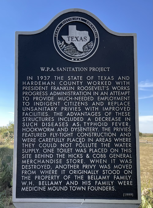 Medicine Mount, Texas - W.P.A. Sanitation Project historical marker