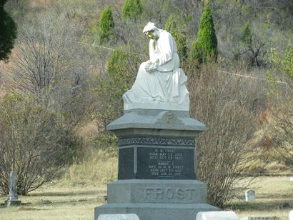 Frost Tombstone, with statue Elmwood Cemetery, Mineral Wells Texas