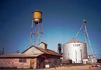 Munday Texas water tower and grain elevators