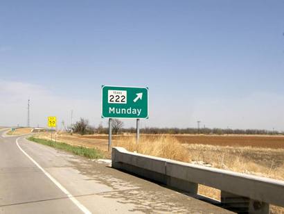 Munday Tx Hwy 222 Exit Sign