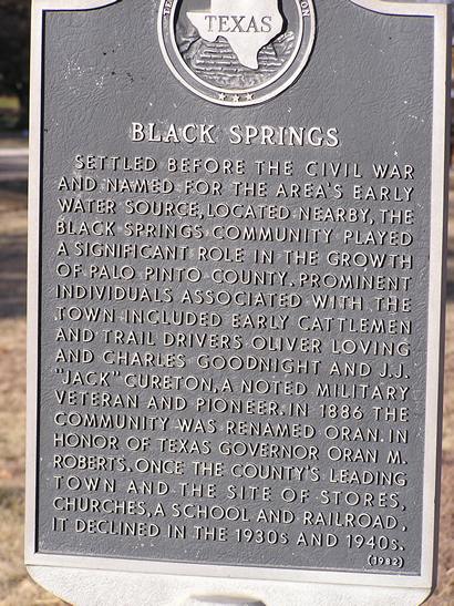 Oran Texas - Black Springs TX Historical Marker