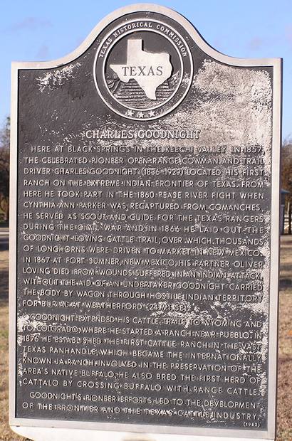 Oran Texas - Charles Goodnight Historical Marker