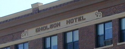 Gholson Hotel sign, Ranger, Texas