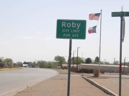Roby Tx City Limit Sign