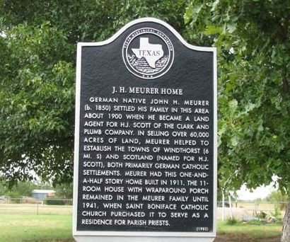 Scotland TX - J. H. Meurer Home historical marker