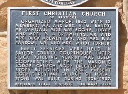 First Christian Church of Seymour historical marker