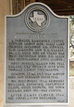 Silver Texas  Historical Marker In Robert Lee
