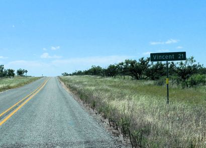 Vincent TX Road Sign 