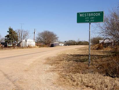 Westbrook Tx - Road Sign