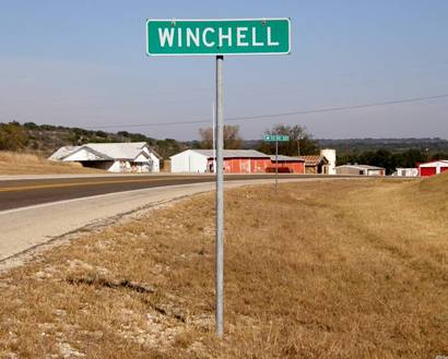 Winchell Tx highway sign