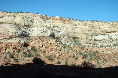 Utah Scenic Byway 12 - camping area facing cliff