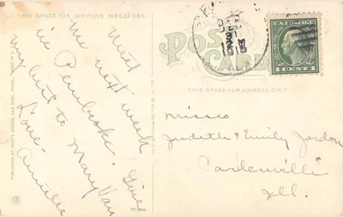 San Saba TX  1915 postmark
