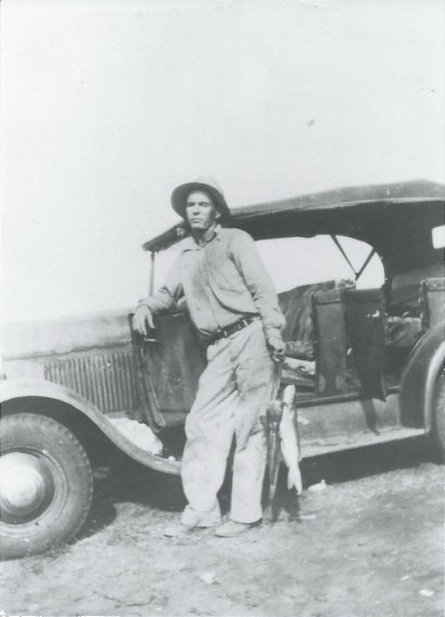 Seymour TX  - Father with fish and 1930 Model A Ford