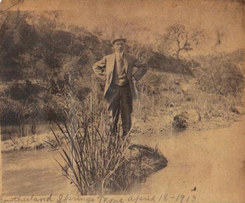 Sutherland Springs, Texas - Men on creek, 1913 old photo