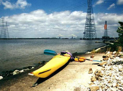 TX - Hog Island view of Fred Hartman Bridge