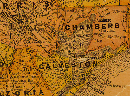 TX -  Houston Ship Channel , Trinity Bay & Galveston Bay 1920s map