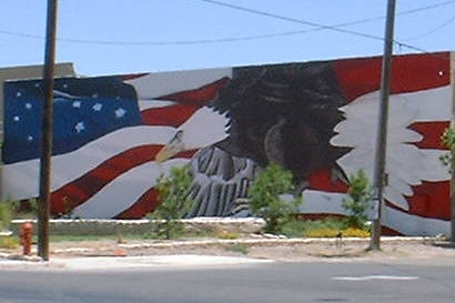 Star and stipes and eagle mural