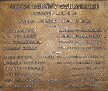 TX - 1948 Crane County Courthouse plaque