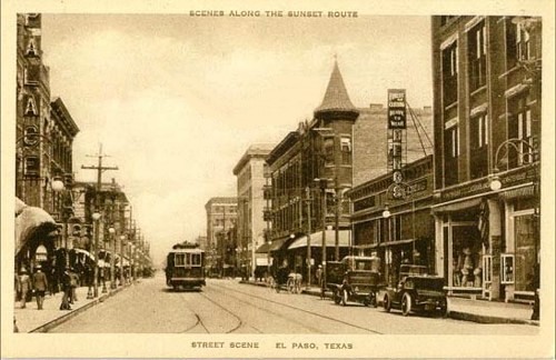 El Paso TX - Street Scene with street car