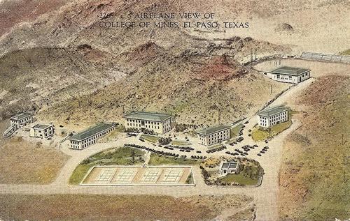 El Paso TX Memorial Museum aereo view postcard