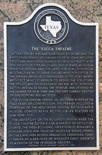 Midland TX - Yucca Theatre historical marker 