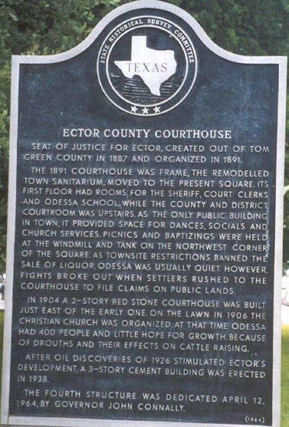 Odessa TX - Ector County Courthouse historical marker