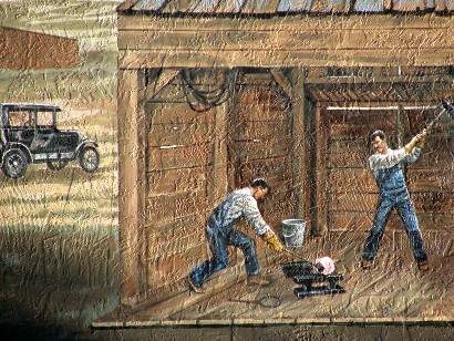 Odessa Tx - Oil Field Painted Mural showing workers