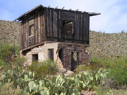 Sierra Blanca TX Ruins among cactus