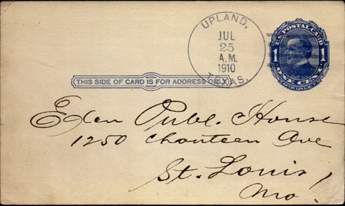 Upland Texas, Upton County, 1910 Postmark
