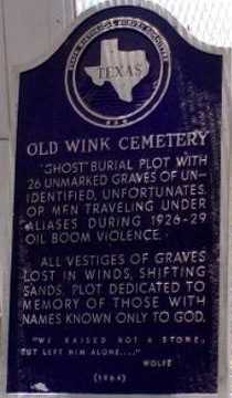 Winkler County TX - Wink Cemetery Marker