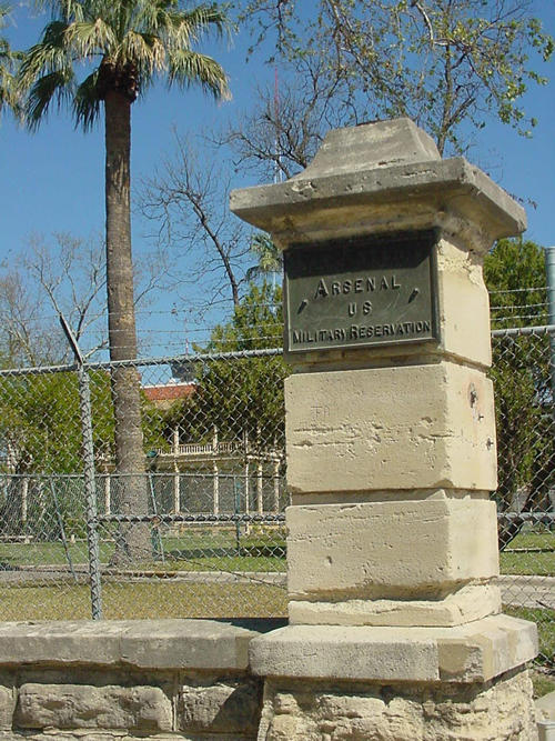 Gatepost at former US Arsenal in San Antonio
