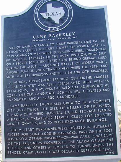 Camp Barkeley Historical Marker